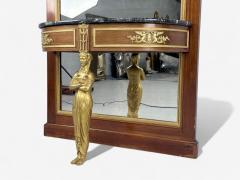 Empire Revival Mahogany Bronze Monumental Mirror and Console France 19th c  - 4402031