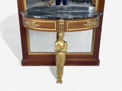 Empire Revival Mahogany Bronze Monumental Mirror and Console France 19th c  - 4402034