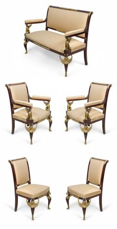 Empire Revival Upholstered Mahogany and Ormolu 7 Piece Salon Set - 2799440