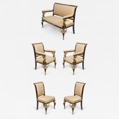 Empire Revival Upholstered Mahogany and Ormolu 7 Piece Salon Set - 2799627