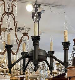 Empire Style Black Neoclassical Corinthian Column Six Light Chandelier - 2744704