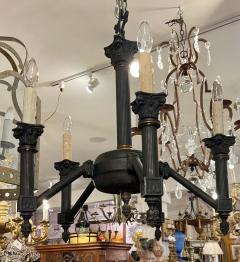 Empire Style Black Neoclassical Corinthian Column Six Light Chandelier - 2744712