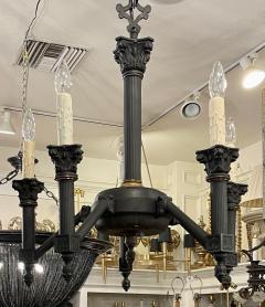 Empire Style Black Neoclassical Corinthian Column Six Light Chandelier - 2744732