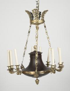 Empire Style Bronze and Patinated 3 Arm Chandelier - 2117444