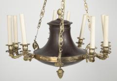 Empire Style Bronze and Patinated 3 Arm Chandelier - 2117445