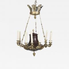 Empire Style Bronze and Patinated 3 Arm Chandelier - 2120266