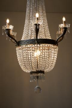 Empire Style Gilt Brass and Crystal Sac Perles Chandelier with Six Arms - 4510511