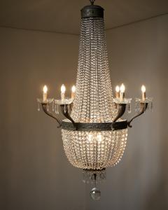 Empire Style Gilt Brass and Crystal Sac Perles Chandelier with Six Arms - 4510514