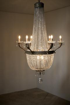 Empire Style Gilt Brass and Crystal Sac Perles Chandelier with Six Arms - 4510515