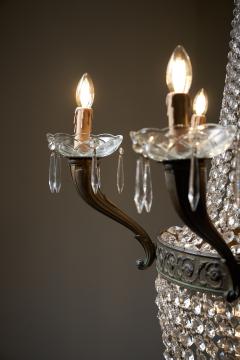 Empire Style Gilt Brass and Crystal Sac Perles Chandelier with Six Arms - 4510516