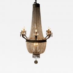 Empire Style Gilt Brass and Crystal Sac Perles Chandelier with Six Arms - 4515093