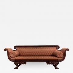 Empire Style Mahogany Sofa with Peach Upholstery - 1421773