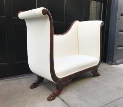 Empire Style Tall Back Loveseat with Carved Mahogany Base - 421689