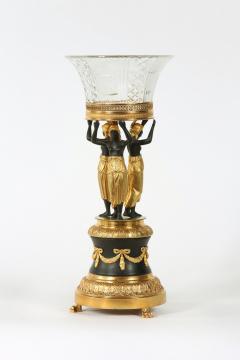 Empire Style Two Tone Gilt Pedestal Cut Glass Tazza - 1333462