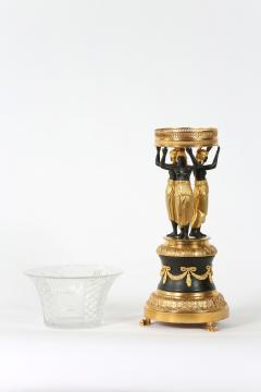 Empire Style Two Tone Gilt Pedestal Cut Glass Tazza - 1333470