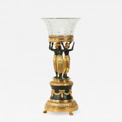 Empire Style Two Tone Gilt Pedestal Cut Glass Tazza - 1335059