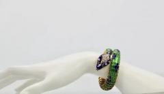 Enamel Articulated Snake Serpent Bracelet Diamond Head 18 Karat - 3448915
