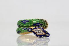 Enamel Articulated Snake Serpent Bracelet Diamond Head 18 Karat - 3448920