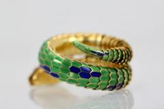 Enamel Articulated Snake Serpent Bracelet Diamond Head 18 Karat - 3448954