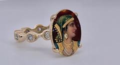 Enamel Faced Portrait of Athena Ring 14K - 3485644