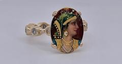 Enamel Faced Portrait of Athena Ring 14K - 3485711