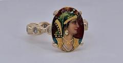 Enamel Faced Portrait of Athena Ring 14K - 3485714