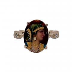 Enamel Faced Portrait of Athena Ring 14K - 3487792