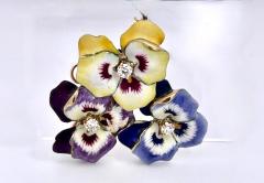 Enamel Pansy Brooch Pendant 14K 1960s - 3839979