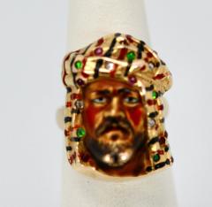 Enamel Ring with Face of Moor Arabian or Egyptian Man 14K - 3686895