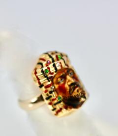 Enamel Ring with Face of Moor Arabian or Egyptian Man 14K - 3686897