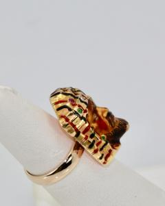 Enamel Ring with Face of Moor Arabian or Egyptian Man 14K - 3686900