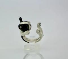 Enamel Silver Boston Terrier Dog - 3459044