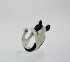 Enamel Silver Boston Terrier Dog - 3459058