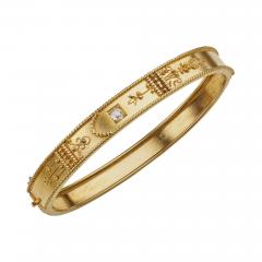 English 15K Gold and Diamond Bangle Bracelet - 3010467