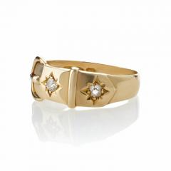 English 18K Gold and Diamond Buckle Ring - 3070404