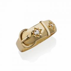 English 18K Gold and Diamond Buckle Ring - 3070406