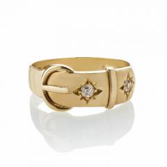 English 18K Gold and Diamond Buckle Ring - 3070429