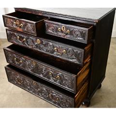 English 18th Century Ebonized Oak Carved Chest - 4455414