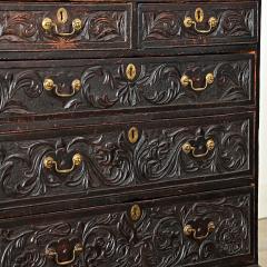 English 18th Century Ebonized Oak Carved Chest - 4455417