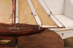 English 1920s Gaff Cutter Four Sail Pond Yacht on Stand with Solid Hull - 3604336