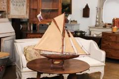 English 1920s Gaff Cutter Four Sail Pond Yacht on Stand with Solid Hull - 3604339