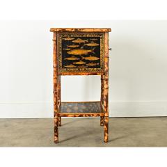 English 19th Century Bamboo Cabinet with Decoupage - 3877415