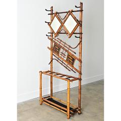 English 19th Century Bamboo Hall Tree with Fish Decoupage - 4506040