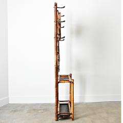 English 19th Century Bamboo Hall Tree with Fish Decoupage - 4506041