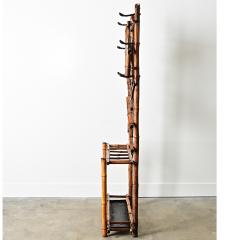 English 19th Century Bamboo Hall Tree with Fish Decoupage - 4506042