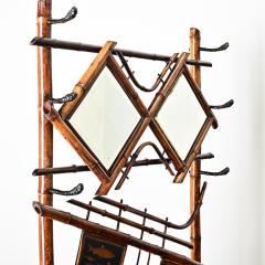 English 19th Century Bamboo Hall Tree with Fish Decoupage - 4506043