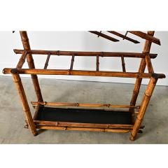 English 19th Century Bamboo Hall Tree with Fish Decoupage - 4506054