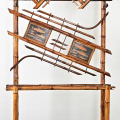 English 19th Century Bamboo Hall Tree with Fish Decoupage - 4506056