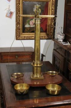 English 19th Century Brass Herbalist Scale with Central Column and Lyre Motif - 3424351