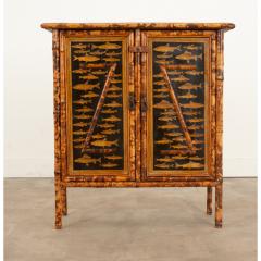 English 19th Century Decoupage Bamboo Chest - 3164050